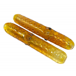 6.5" Gold Fumed Imprinted Polka Dot Steamroller Hand Pipe - (Pack of 2) [STJ80]